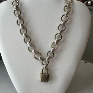 Elegant Gold and Silver Necklace with Padlock Charm